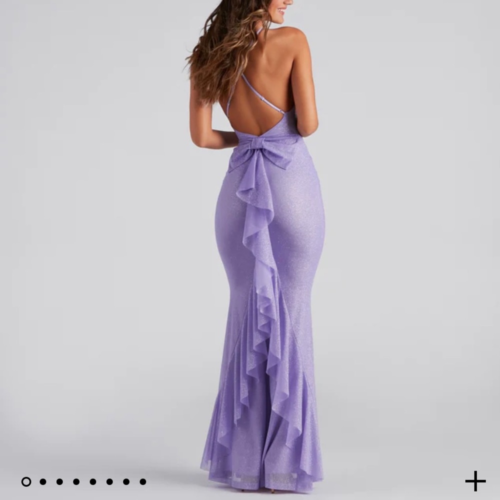 “Linda Formal Glitter Ruffled Dress”